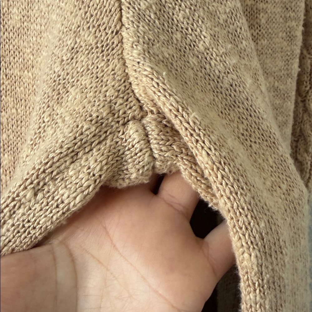 Spell And The Gypsy Yellowstone Tan Linen Wide leg Knit Pants Cable Knit L - Picture 7 of 13